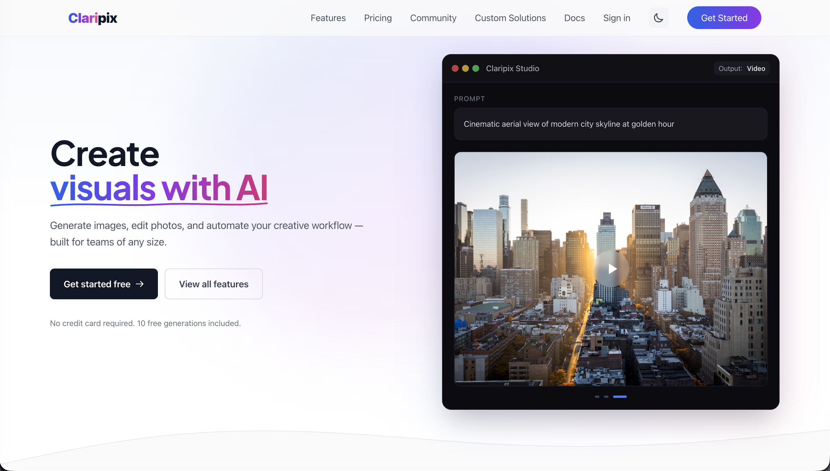 Claripix AI image generation and editing platform